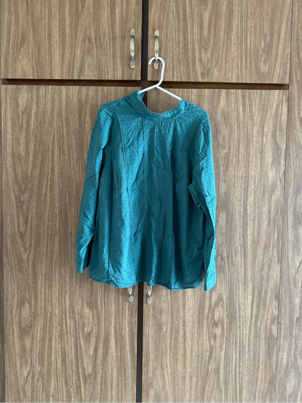 Modcloth Teal Long Sleeve Textured Blouse